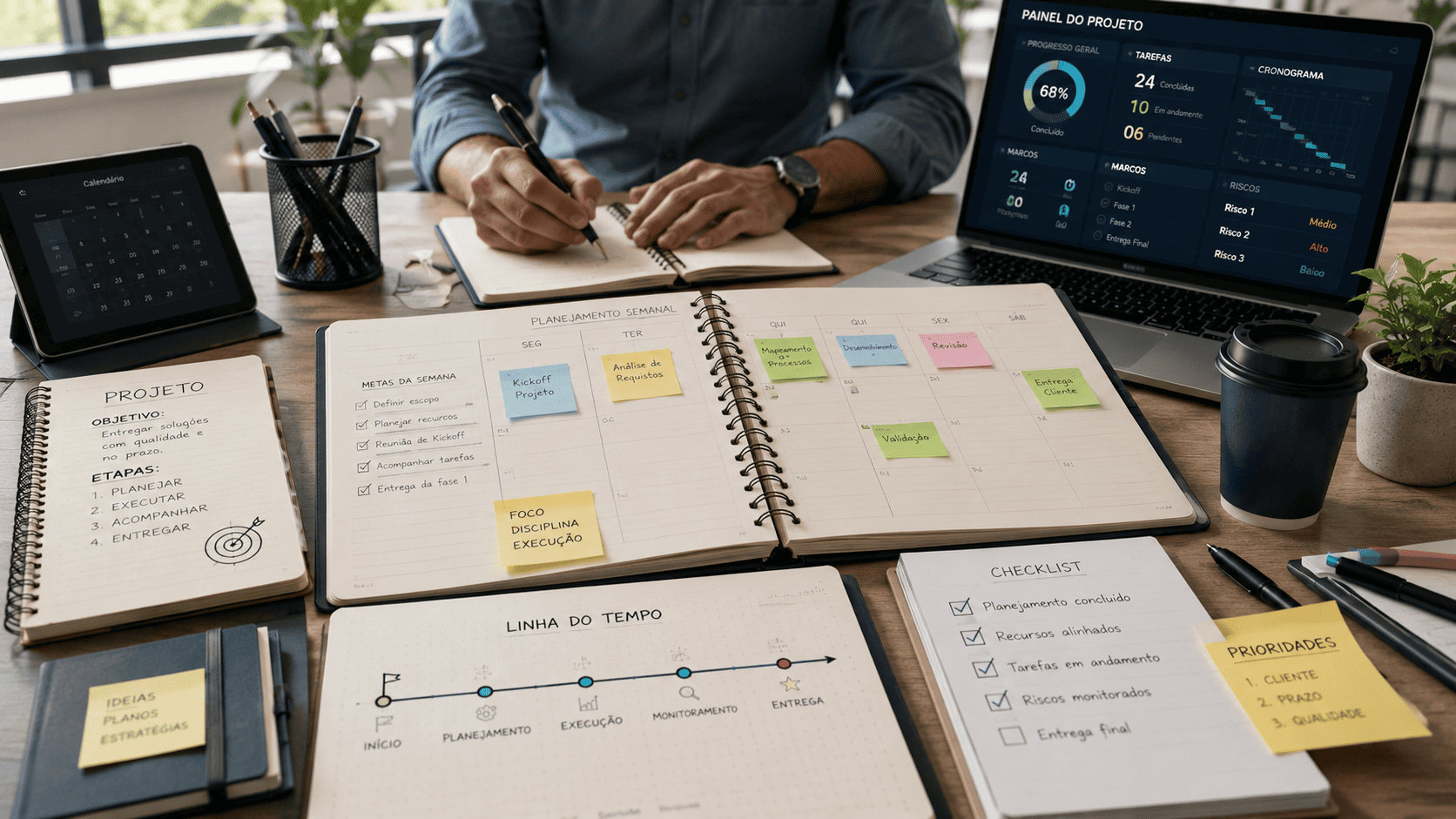 Como gerenciar projetos com agendas e cadernos